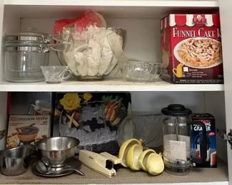 Colorful Funnel Cake Kit, Chocolate Fondue Set, French Press, Lemon Cups Lot