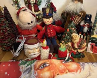 Festive Christmas Santa Lot Nutcracker Ceramic Tree Soldier Doll Porcelain Box