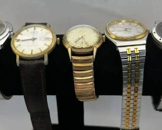 Classic Mens Watch Lot Elgin Shockmaster Zenta Wittnauer Citizen Solar Kronotron