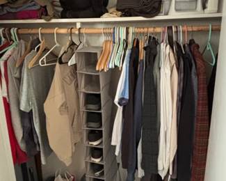 Assorted Closet Contents with Hanging Organizers