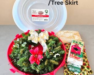 Lot 15 Wreath, table cloth, tree skirt