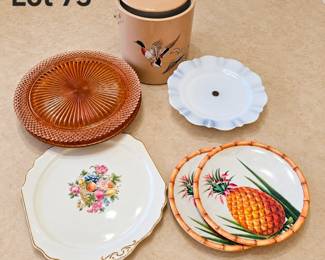 Lot 75 Assorted dishes and canister