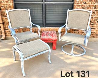 LOt 131 Three piece patio set  rustic table