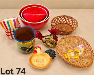 Lot 74 Ceramic bowls, baskets, more
