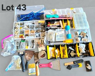 Lot 43 Screws, fasteners, assorted tools