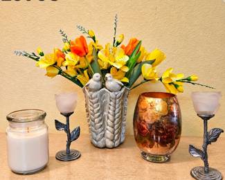 Lot 93 vases, candleholders, more