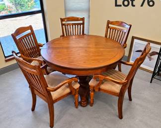 Lot 76 Round wood dining table  5 chairs
