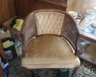 Velvet cane accent chairs