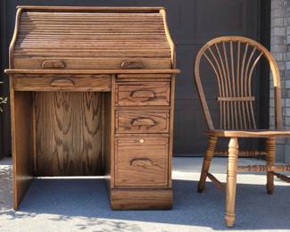 Vintage Rolltop Desk & Chair