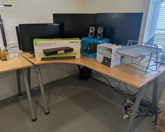 Electronics: televisions, desktop montiors, speakers, sound machine