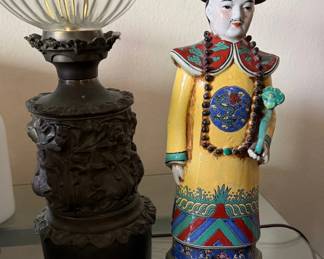 Chinese Emperor Wucai Porcelain Statue