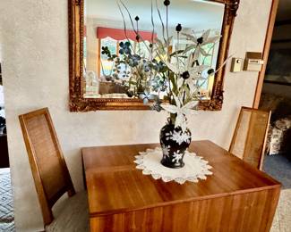 Beautiful Mid Century Modern table & 4 chairs, beveled mirror