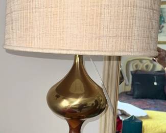 Mid Century Lamp, walnut & brass