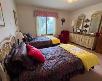 Guest bedroom 2 - French Provincial Twin Beds, Dresser with double mirrors