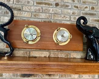 Seth Thomas baramoter & clock, Haeger Pottery Figures