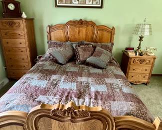 Master bedroom - 5 piece solid oak queen size bedroom set.