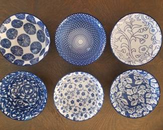 Blue and white rice bowls