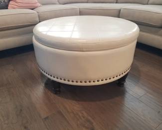 Leather storage ottoman