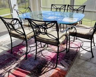 Classical metal patio set with 6 arm chairs