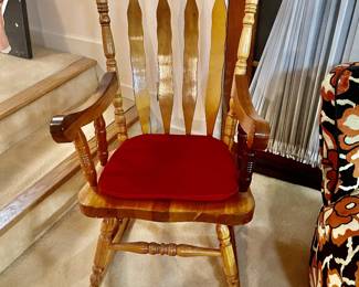 Oak/Maple Vintage Rocker with carved Floral Crest