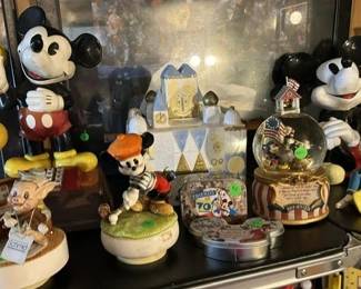 Disney Mickey Telephone, Disney Snow globe, Disney Music Boxes, Three Little Pigs Music Box