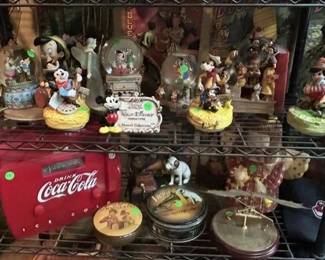 Disney Snowglobes, Disney Music Boxes, Coke Radio, Nipper Cast Iron Bank