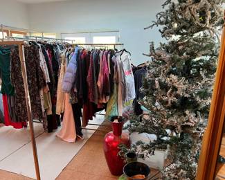 The previous picture with the clothing rack should have included these racks as well.  Oh, and yes, that is a Christmas tree on the right.