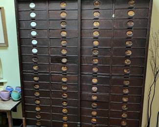 This is an Amberg's Cabinet Letter File.  This sort of furniture does not come around terribly often.  It certainly makes a statement in a room, and it can be very useful as well.