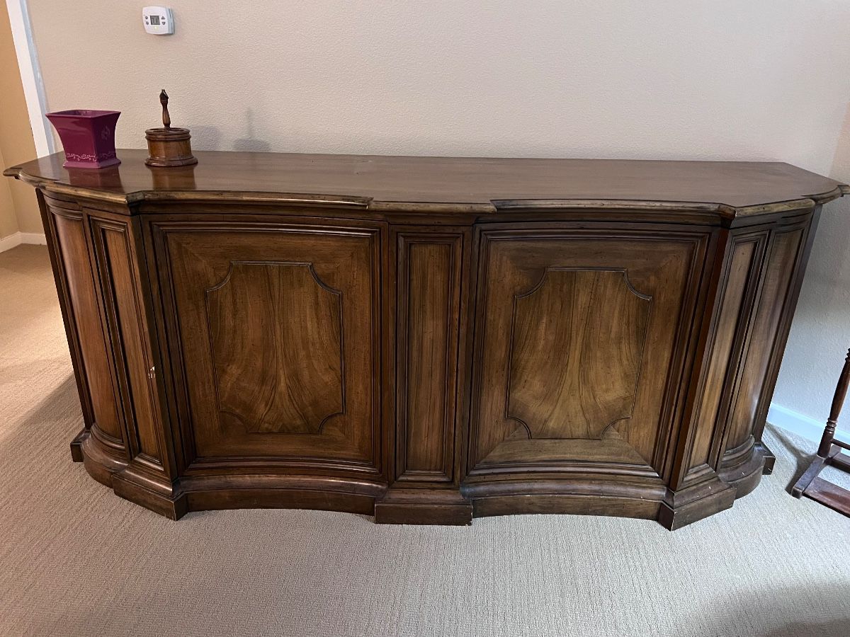 Serpentine-front sideboard credenza