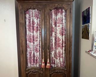 French country Louis XV style carved wooden armoire