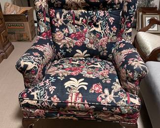 Vintage Queen Anne style wingback chair 