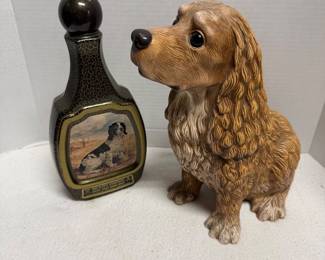 Dog Figurine and Decorative Bottle