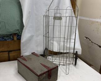 Collapsible Wire Basket & Lockable Wooden Box