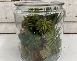 Faux Cacti in Glass Jar