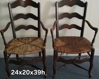 Pair of rush seat ladder back chairs