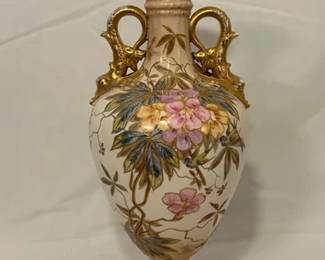 19th century Royal Bonn hand painted floral and gold accented porcelain vase