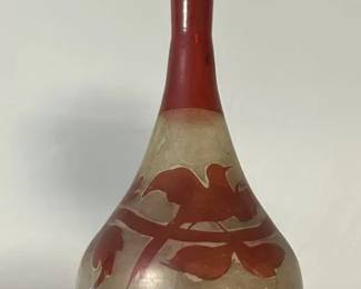 Red French art nouveau glass vase
