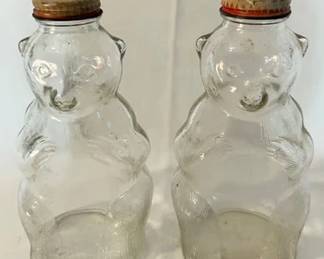 1950s Snow Crest Beverages glass bear bottle banks