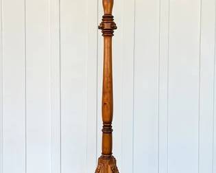 Victorian wooden hat and coat stand with a revolving top and brass hooks