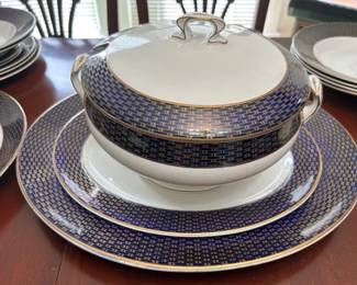 Solian Ware cobalt blue and gold dinnerware set