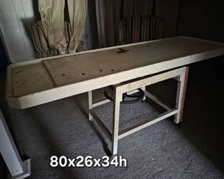 Vintage wood embalming or autopsy table