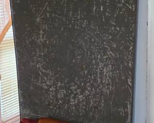 Antique tin pastry board and rolling pin set