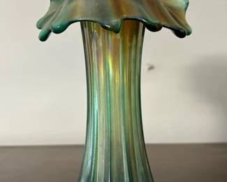 Iridescent carnival glass vase