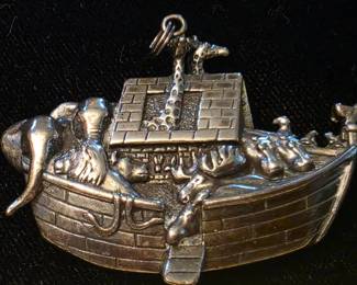 Large sterling silver Noah's Ark pendant