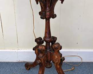 Victorian carved walnut plant or pedestal stand with a white marble top inset
