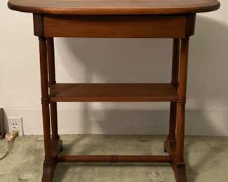 Wooden two tier side table with drawer
