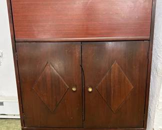 Mid century modern drop front bar cabinet