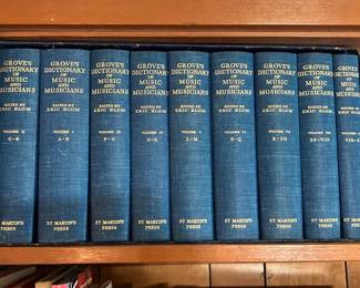 9 volumes of Grove's Dictionary of Music and Musicians