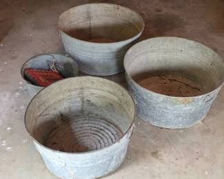 Collection of galvanized tubs
