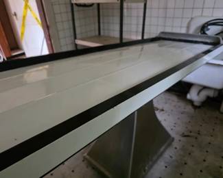 Vintage hydraulic surgical, veterinary or mortuary table